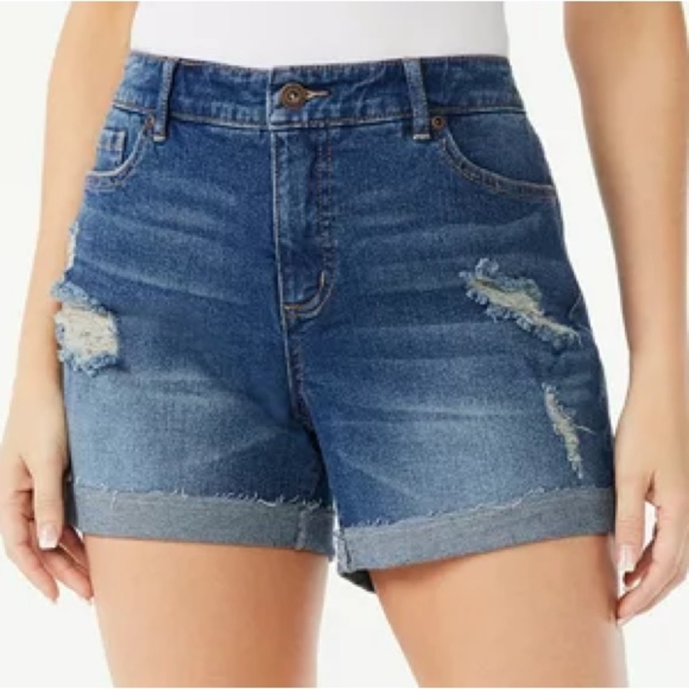 Sofia Jeans || stretch Women's Lila Mid Rise Cuff Short size 14